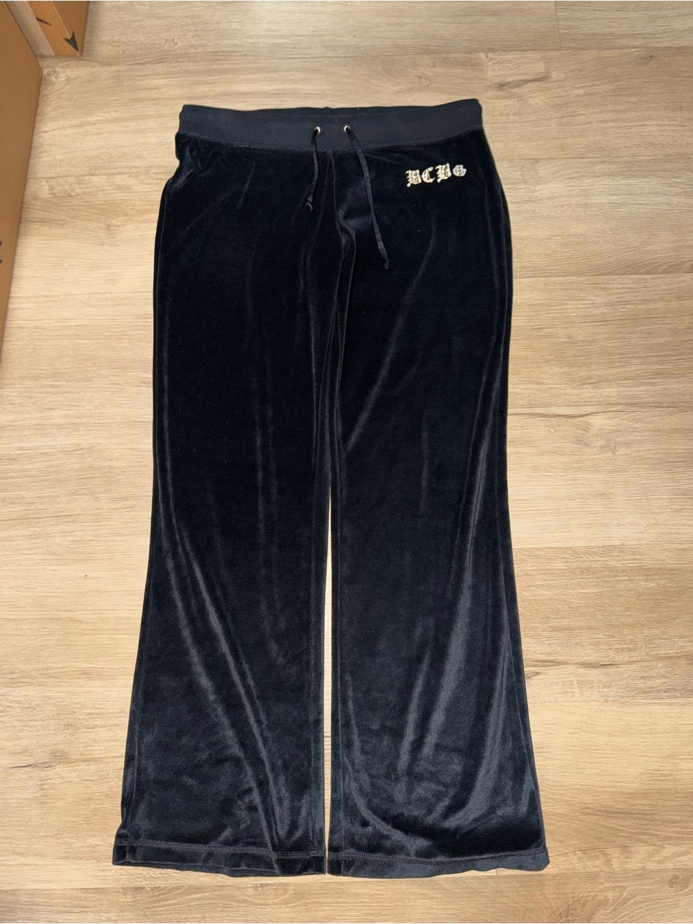 BCBGMaxAzria Black Velvet Wide-Leg Drawstring Pants